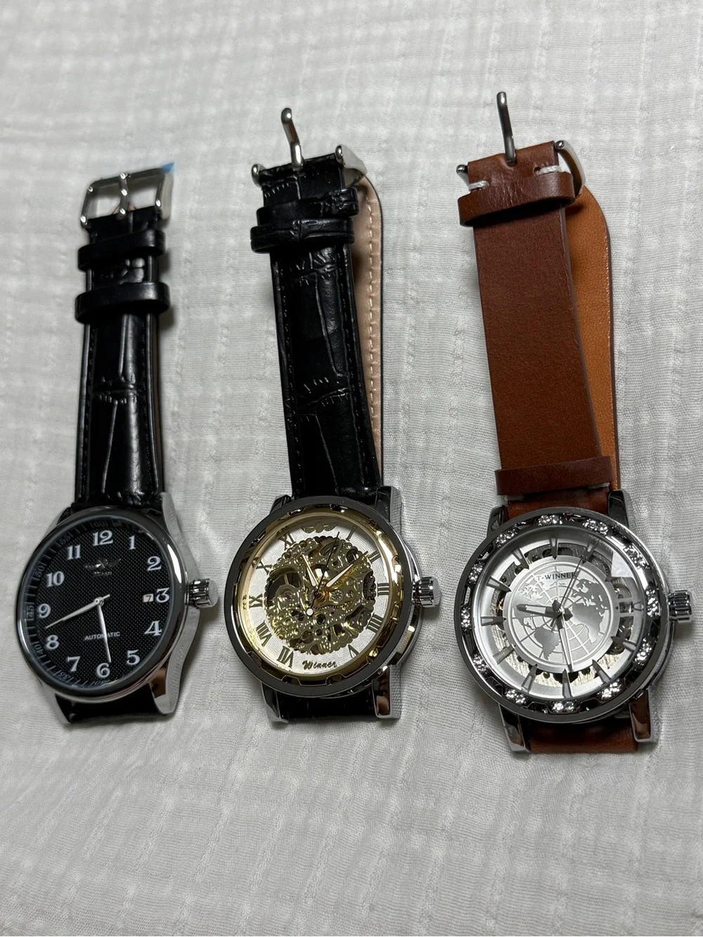 Men's Leather Strap Watch - Black & Brown Options